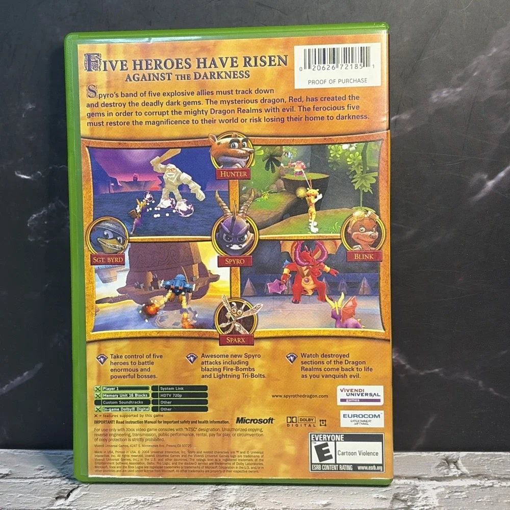 Spyro: A Hero's Tail (Microsoft Xbox, 2004) T&W - Very Clean Disk - CIB